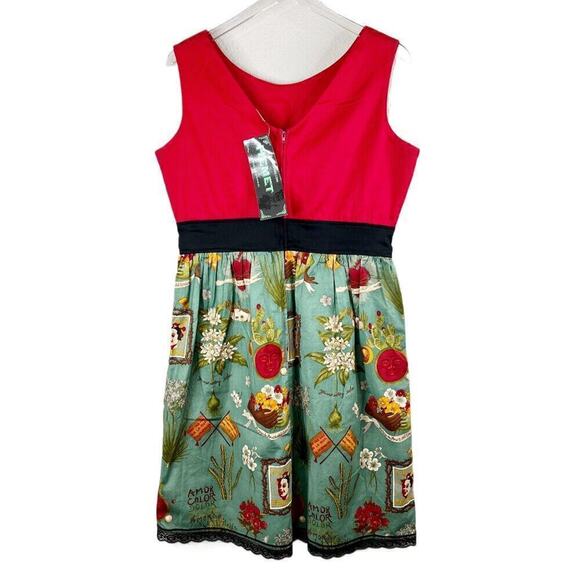 Hemet Frida Kahlo Mexican Art Rockabilly Pin-Up Retro Dress Size 2X NWT - Picture 10 of 10